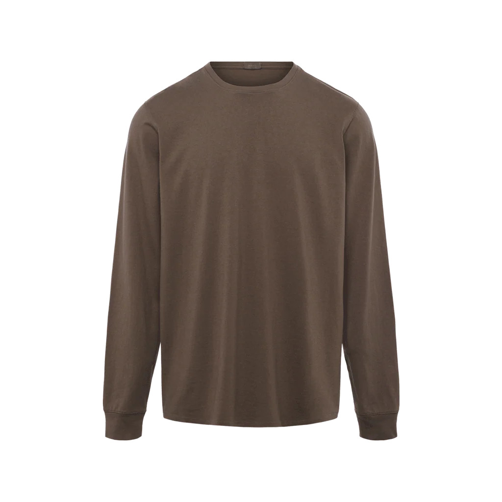 Vintage Cotton Men's Long Sleeve Everyday T-Shirt | Mocha | Nuuds US