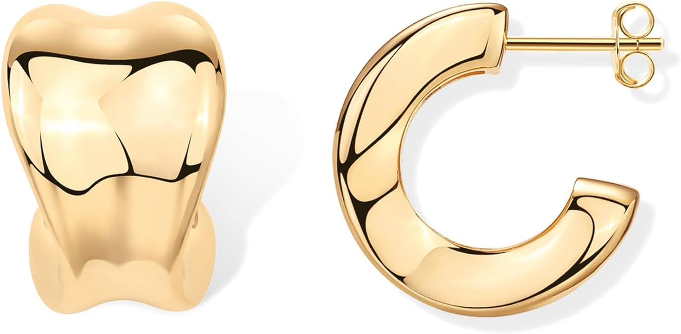 PAVOI 14K Gold Plated Sterling Silver Posts Statement Chunky Drop Dangle Earrings for Women | Dom... | Amazon (US)