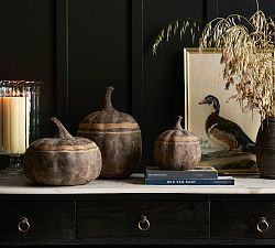 Brown Terracotta Striped Pumpkin | Pottery Barn (US)