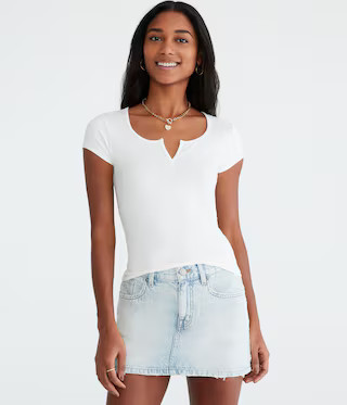 Buttery Soft Notch-Neck Tee | Aeropostale