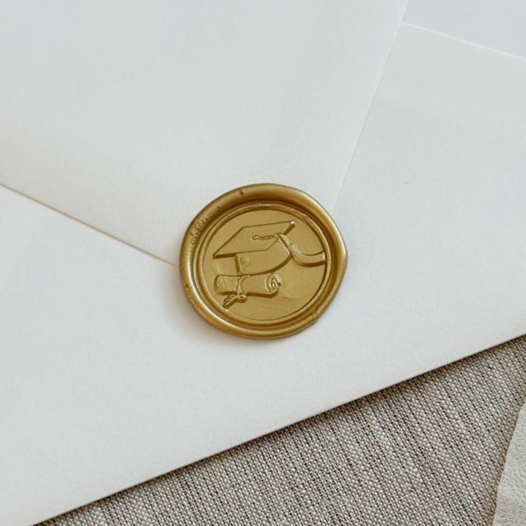 Classic gold graduation wax seal stickers | Set of 10 | Minted