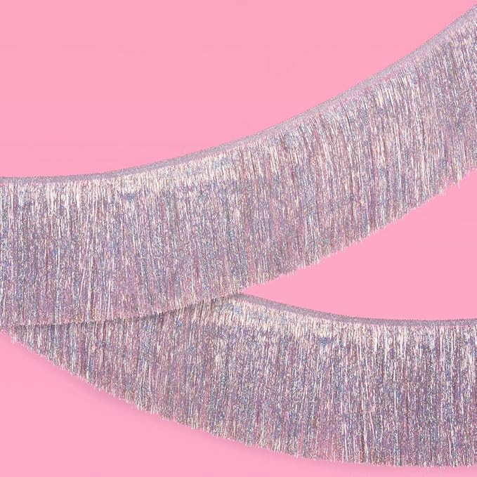 xo, Fetti Silver Iridescent Fringe Banner - 5 Ft. | Bachelorette Party Decorations, Birthday Part... | Amazon (US)