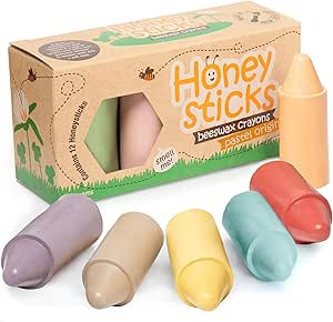 Honeysticks 100% Pure Beeswax Crayons (12 Pack) - Pastel Coloured, Non Toxic Crayons, Safe for Ba... | Amazon (UK)