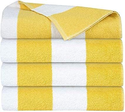 Elvana Home 4 Pack Cabana Stripe Beach Pool Bath Towel Set 30X60, 100% Ringspun Cotton Towels,Lar... | Amazon (US)