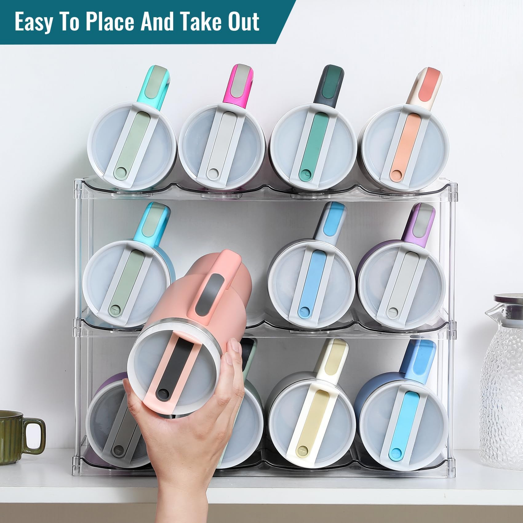 Design for Stanley 40 OZ & Large Bottles & Tumblers with Handle - Acrylic Water Bottle Organizer ... | Amazon (US)