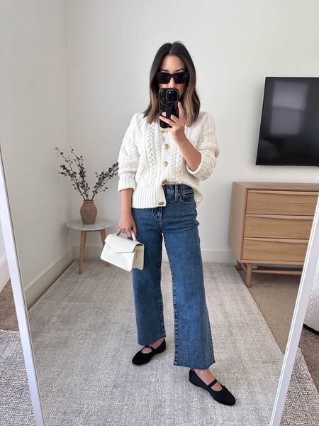 J.Crew cable-knit cardigan on sale! This sweater is so so good. I sized up to a small. 

J.Crew cardigan small 
J.Crew jeans petite 24
J.Crew flats 5. These run big 
J.Crew bag 
YSL sunglasses 

Fall outfits, jeans, fall shoes, fall style 



#LTKCyberWeek #LTKsalealert #LTKshoecrush