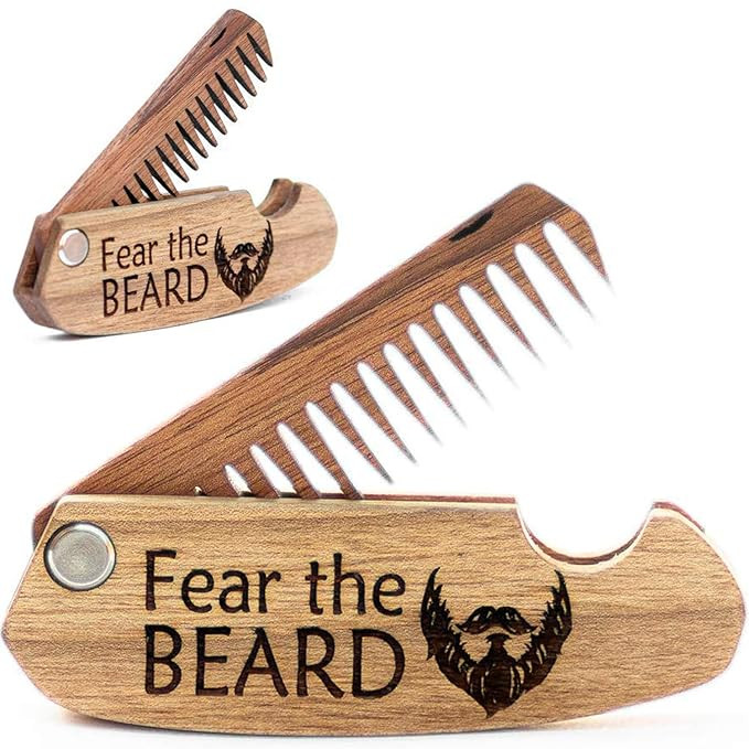 Beard Comb Gifts for Him Wooden Comb for Men Folding Pocket for Moustache Hair Walnut Combs Husba... | Amazon (US)