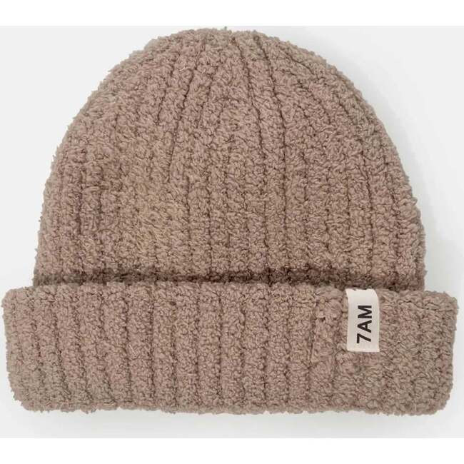 7AM Enfant | Fuzzy Ribbed Beanie, Taupe (Brown, Size Kid) | Maisonette | Maisonette