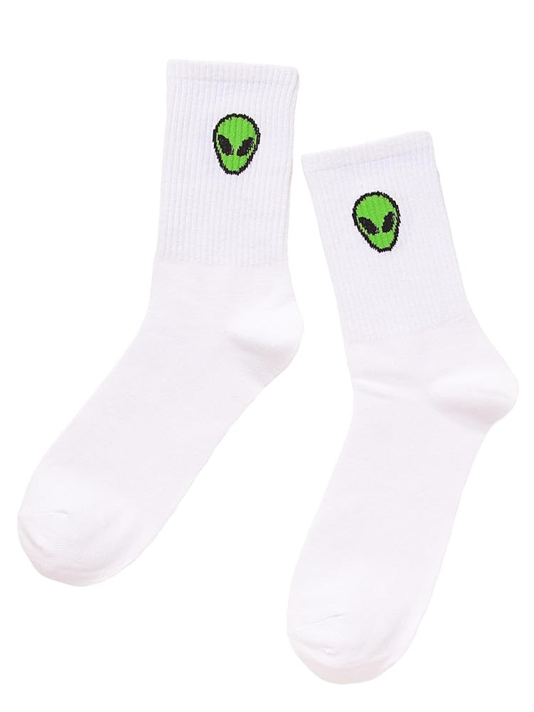 GORGLITTER Women's 1 Pairs Casual Alien Patterned Crew Socks Athletic Ankle Dress Socks | Amazon (US)
