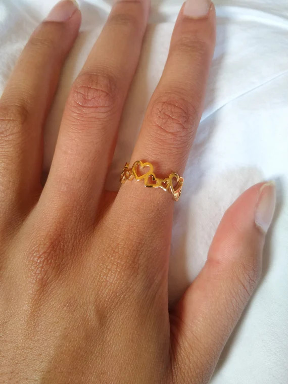 In Love  24k gold plated heart band ring minimalistic | Etsy | Etsy (CAD)