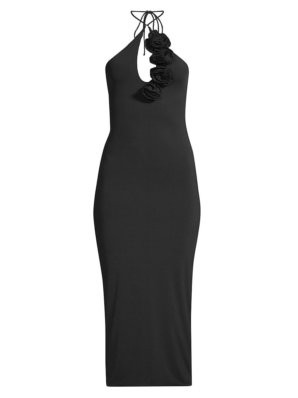 Women's Erika Rosette Halter Midi-Dress - Black - Size XS | Saks Fifth Avenue