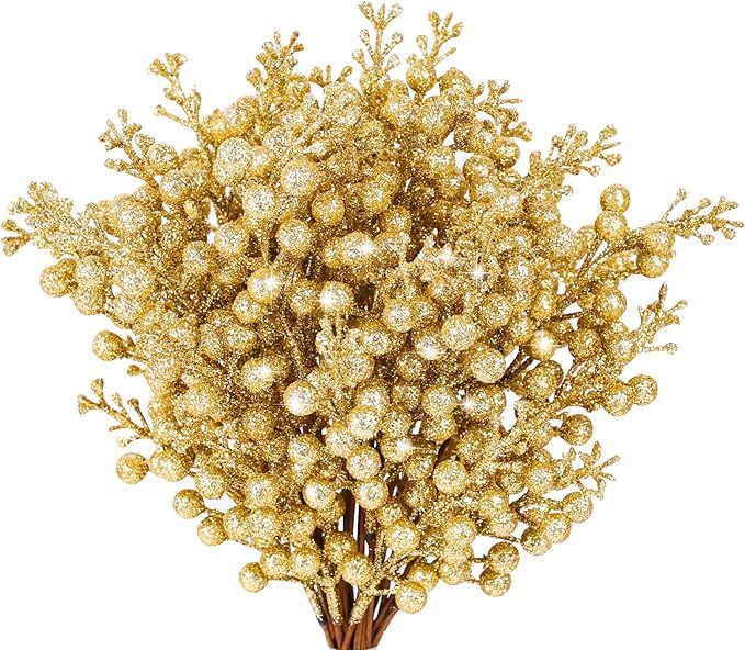 36Pcs Christmas Glitter Berries Stems, HOHOTIME 9.5 Inch Artificial Christmas Tree Picks for Chri... | Amazon (US)