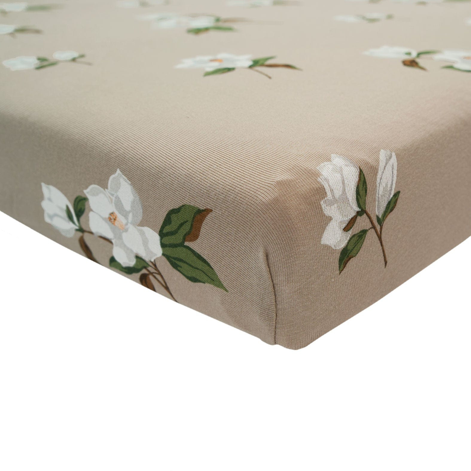 Crib Sheet in Big Khaki Magnolia | Kyte BABY