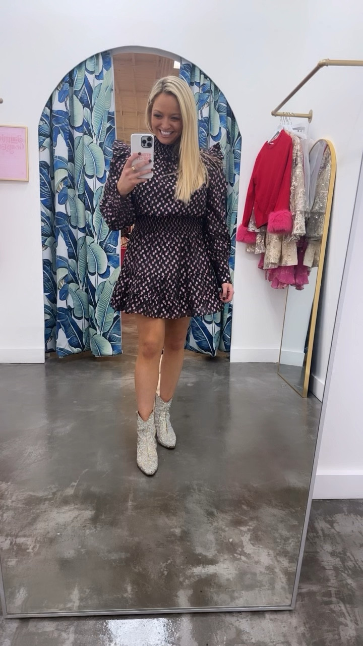 holiday dress. sparkle dress. black dress. rhinestone cowboy boots. new year's eve outfit. christmas party. holiday party  

✨STENS15 for an additional 15% off sitewide ✨

sizes worn:
• dress - small 
• shoes - 8.5, sized up (normally a 7.5)

#holidaydress #newyearseve #NYE

#LTKSeasonal #LTKshoecrush #LTKHoliday