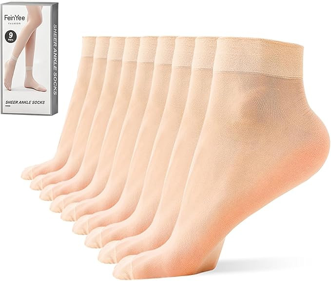 9 Pairs(in Gift Box) Ankle Sheer Socks For Women,Premium 20D Reinforced Toes in Black & Nude One ... | Amazon (US)