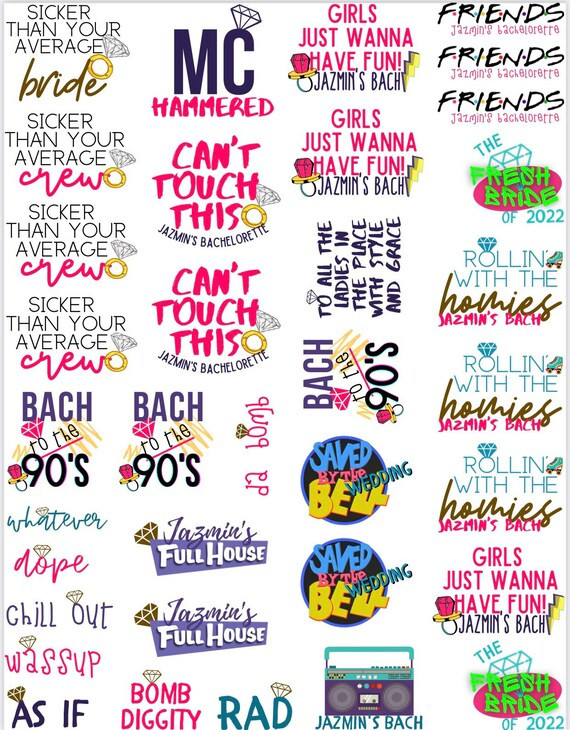 90's Bachelorette Party Temporary Tattoos W/ FREE Party | Etsy | Etsy (US)