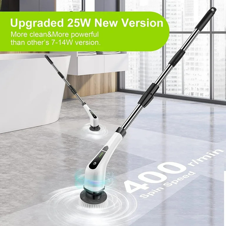 Electric Spin Scrubber, Cordless Bath Tub Power Scrubber with Long Handle & 7 Replaceable Heads, ... | Walmart (US)