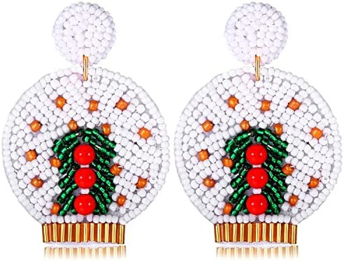 Christmas Earrings for Women Beaded Holiday Reindeer Bulb Boot Earrings Handmade Christmas Tree D... | Amazon (US)