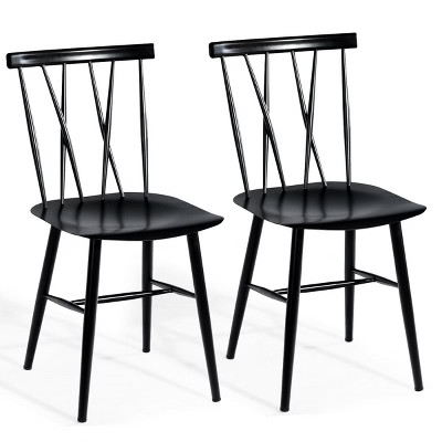 Costway Set of 2 Dining Side Chairs Chairs Armless Cross Back Kitchen Bistro Caf | Target
