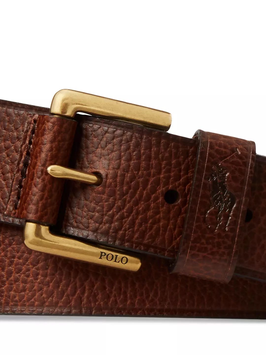 Polo Ralph Lauren Pebbled Leather Belt, Brown | John Lewis (UK)