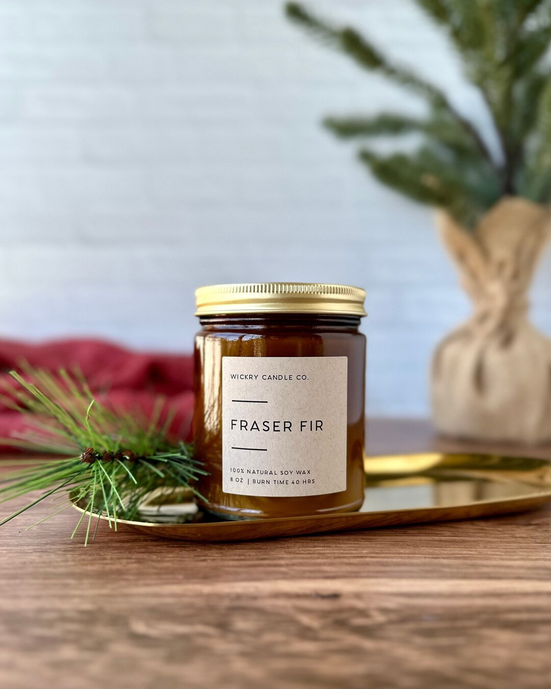 Fraser Fir Soy Candle, Amber Jar Candle, Pine Candle, Spruce Balsam Candle, Candle in Jar, Winter... | Etsy (US)