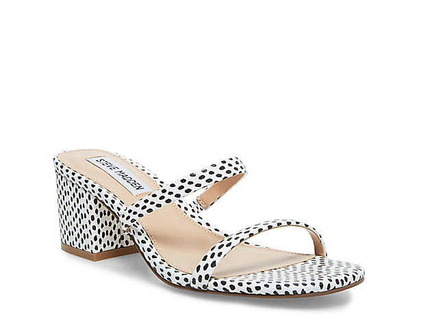 Steve Madden Issy Sandal - Women's - Black/White Polka Dot Faux Leather | DSW