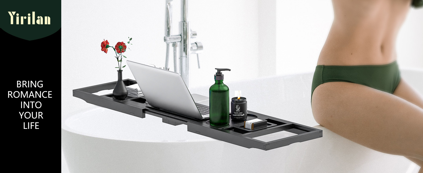 Yirilan Bath Tray, Foldable Bathtub Caddy, Adjustable Premium Bamboo Bathroom Tray for Tub, for H... | Amazon (US)