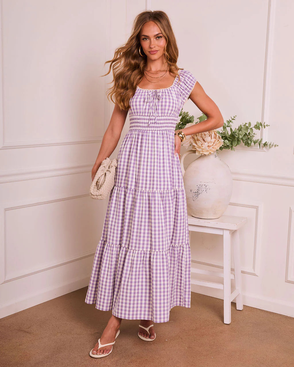 Willowy Meadow Gingham Maxi Dress | VICI