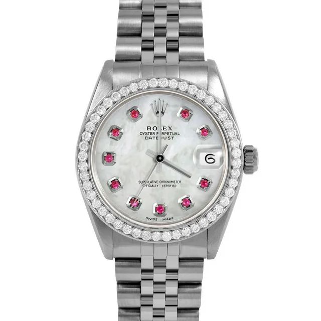 Pre-Owned Rolex 6827 Midsize Ladies 31mm Datejust Wristwatch Mother of Pearl Ruby (3 Year Warrant... | Walmart (US)