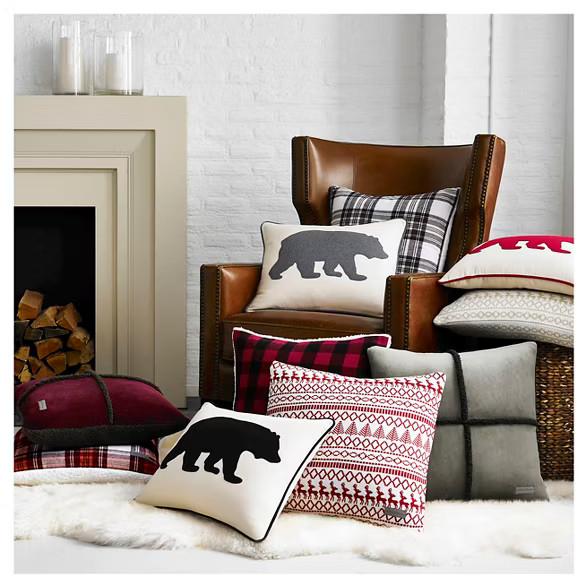 Cabin Plaid Flannel Sherpa Throw Pillow Red (20 X 20") - Eddie Bauer | Target