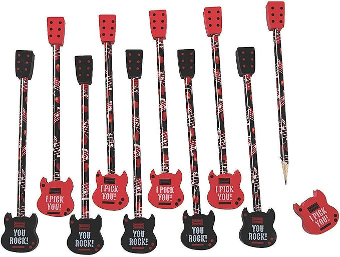 Fun Express Valentine Pencils with Guitar Shaped Erasers - VBS Vacation Bible School Supplies/Dec... | Amazon (US)