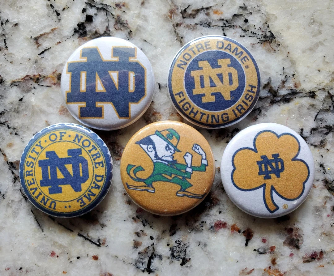 Five 1" ONE INCH DIAMETER University of Notre Dame Fighting Irish Pins Pinback Button Go Irish! -... | Etsy (US)