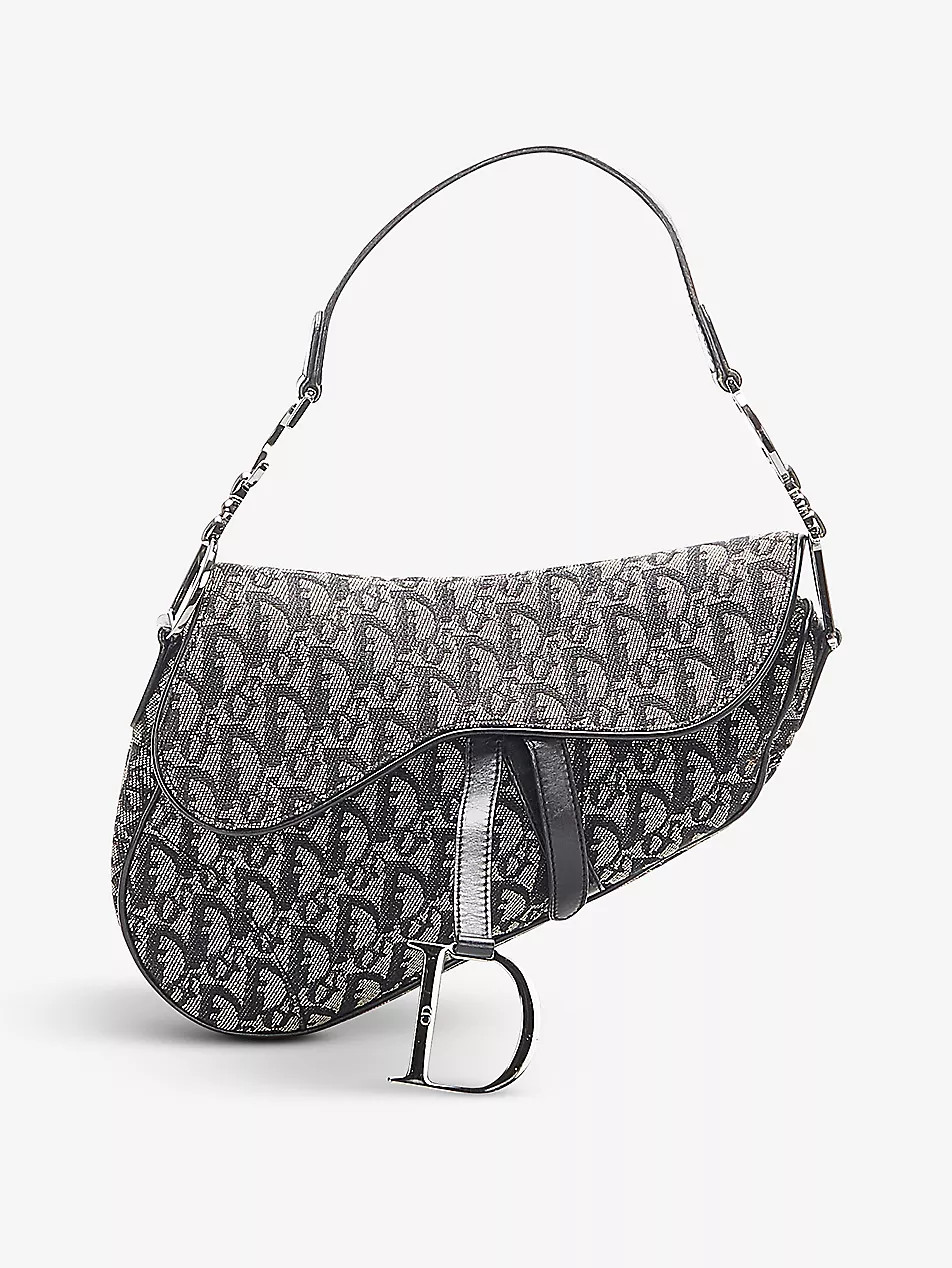 Pre-loved Dior Saddle monogram-pattern canvas shoulder bag | Selfridges
