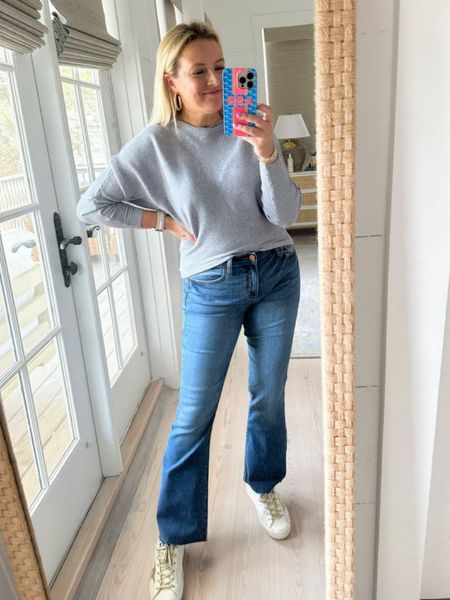 The best staple grey sweater for fall. Love it! Wearing size small. Jeans are great and a size 27. Code FANCY15 for 15% off

#LTKsalealert #LTKSeasonal #LTKstyletip