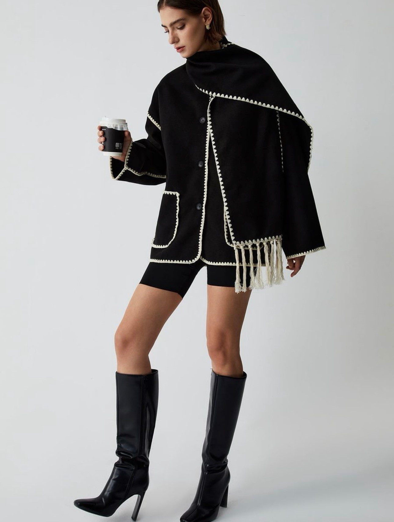 Contrast Trim Jacket With Matching Scarf

#LTKFindsUnder100 #LTKGiftGuide #LTKHoliday