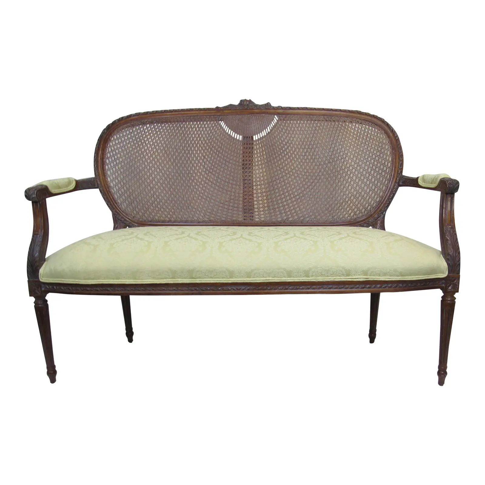Fairfield Furniture Company French Style Cane Back Settee | Chairish