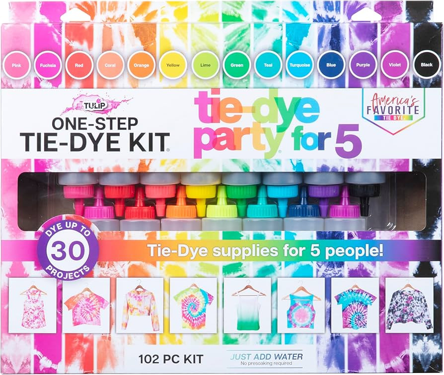 Tulip One-Step Tie-Dye Kit Party for 5, Large Party Activity, Arts & Crafts Gift, Vibrant Colors,... | Amazon (US)