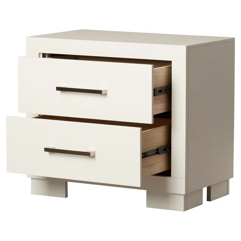 23'' Tall 2 - Drawer Nightstand in White/Silver | Wayfair North America