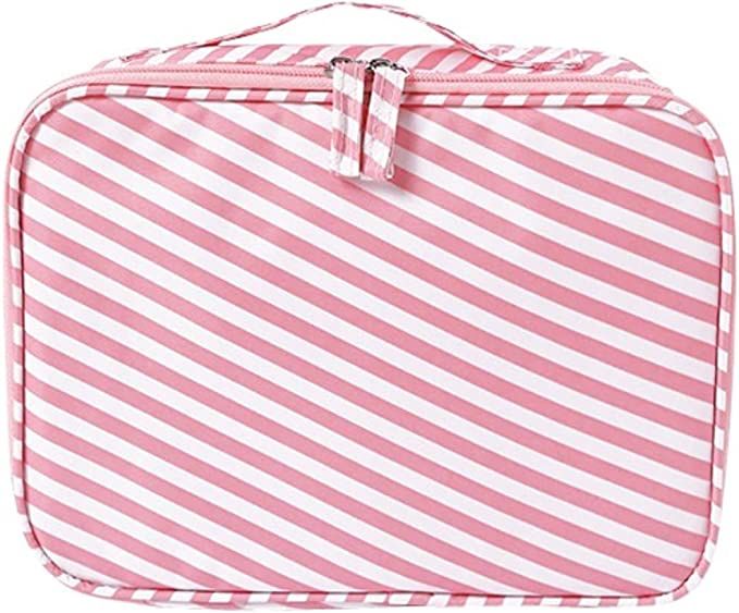 Cosmetic bags, Makeup bags for ladies, for ladies, Travel Makeup Organization Case (pink stripe) | Amazon (US)