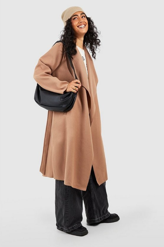 Belted Waterfall Coat | Boohoo.com (US & CA)