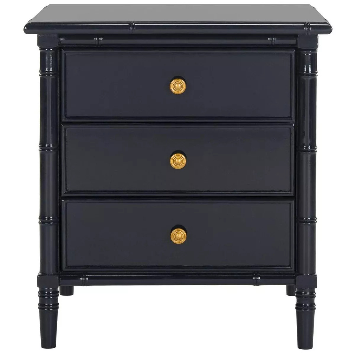 Mina 3 Drawer Nightstand - Navy Blue/Gold - Safavieh | Target