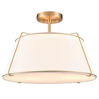 Light Society Lise 2-Light Brushed Brass/White Pendant with Fabric Shade LS-C556-AB - The Home De... | The Home Depot