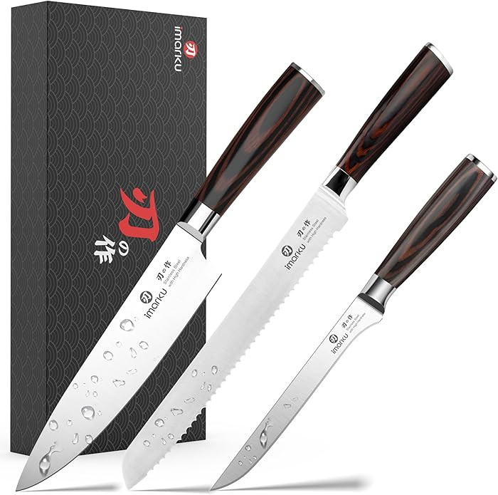 imarku 3 Piece Knife Set, Professional Japanese High Carbon Stainless Steel Chef Knife, Ultra Sha... | Amazon (US)
