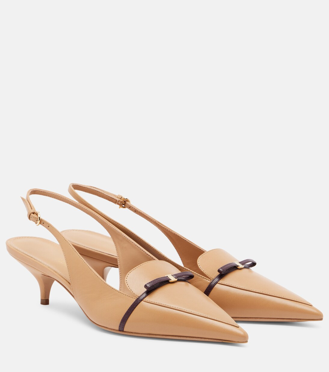 Bow-detail leather slingback pumps | Mytheresa (INTL)