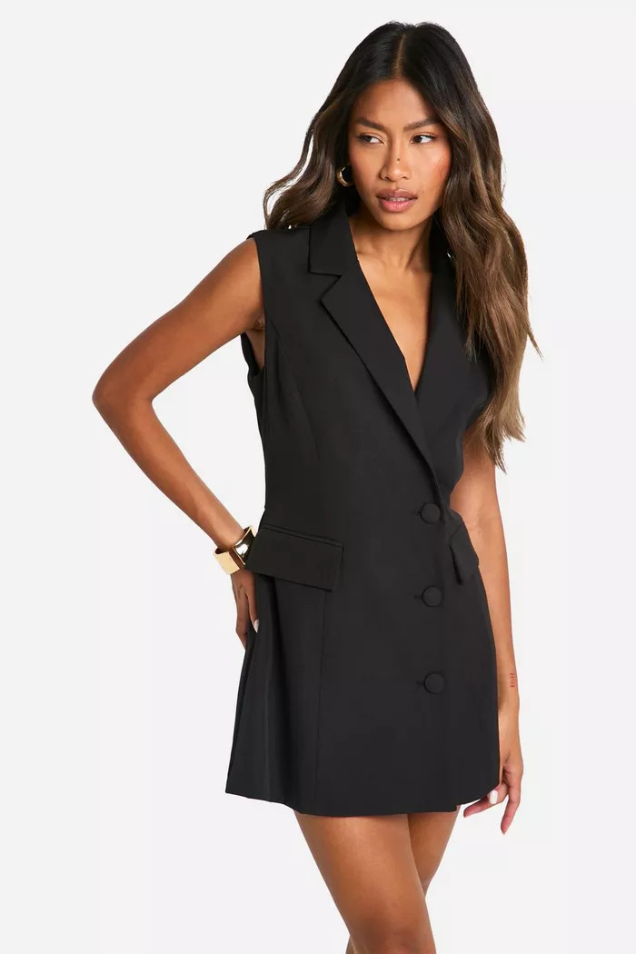 Tailored Sleeveless Blazer Romper | boohoo (US & Canada)