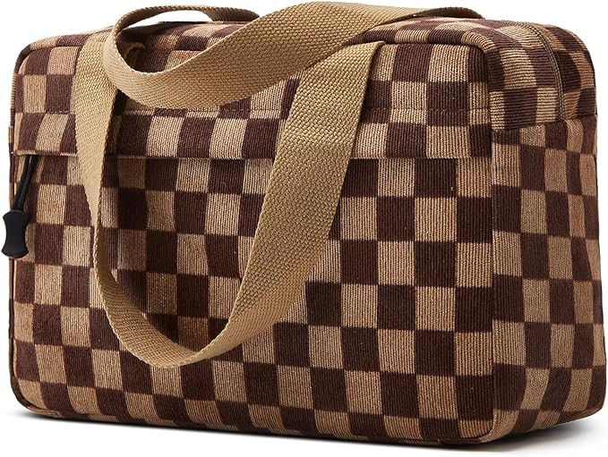 Large Makeup Bag for Women Corduroy Cosmetic bag Make up Bags Zipper Pouch with handle Cosmetic O... | Amazon (US)