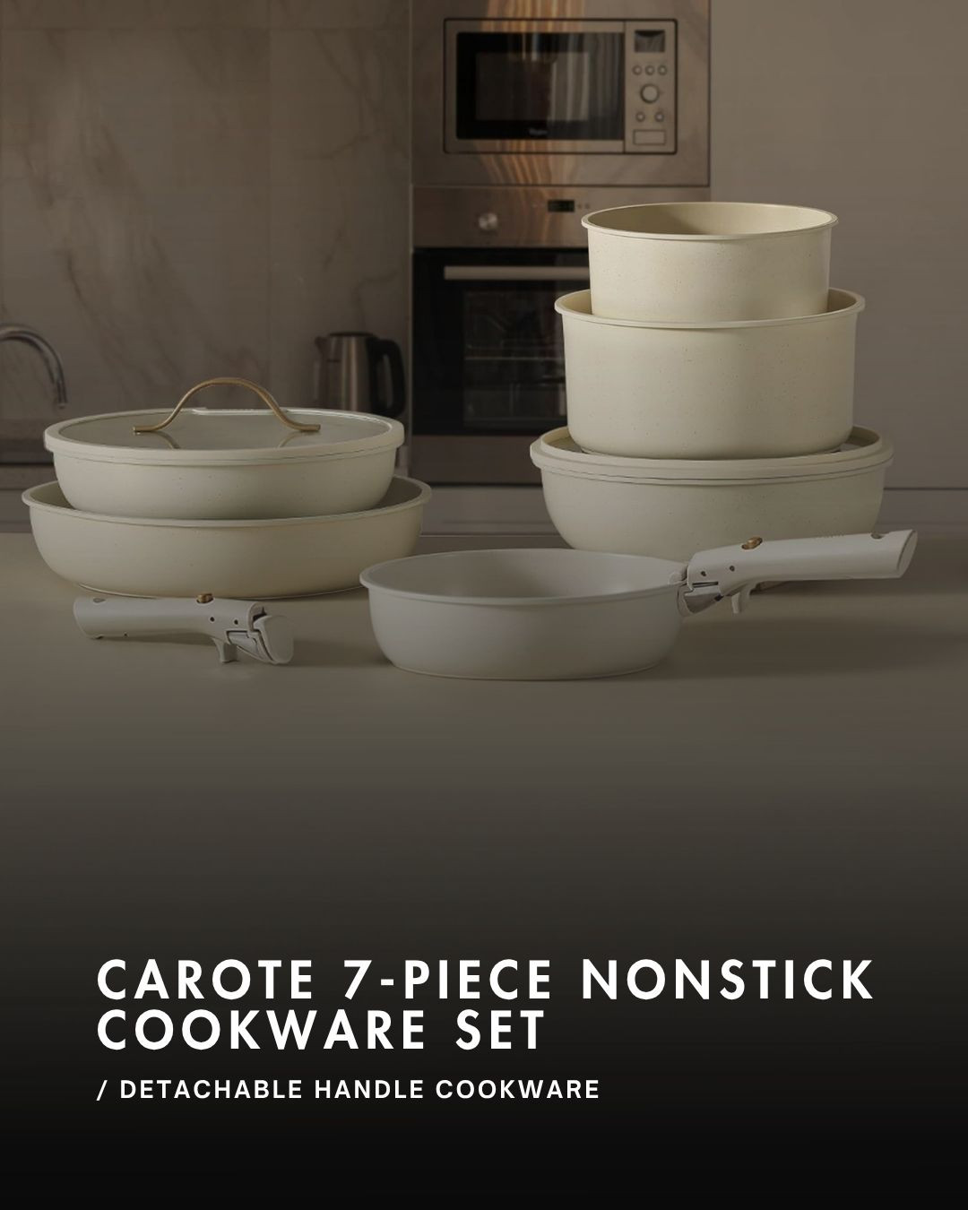 Upgrade your kitchen with the CAROTE 7pcs Pots and Pans Set — stylish, functional, and perfect for compact living! 🤍

✨ Key Features:
• Non-stick surface for easy cooking & cleaning
• Detachable handle for space-saving storage
• Oven safe and ideal for RV, apartment, or small kitchens
• Elegant cream white design adds a modern touch to your kitchen 

 #LTKHome