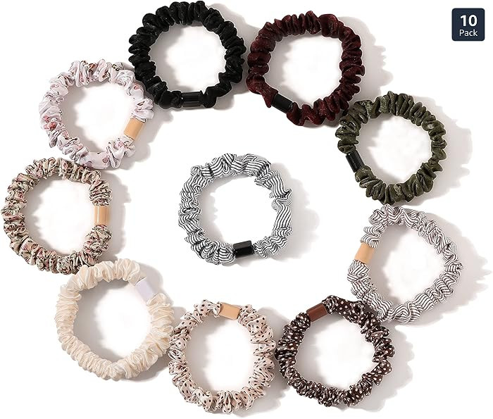 Hair Ties Silk Satin Scrunchies - Small Mini Thin Elestics Ponytail Holder Hair Bands Skinny Scru... | Amazon (US)