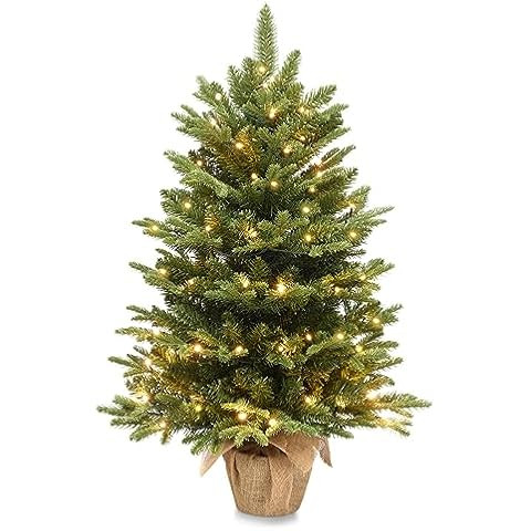 National Tree Company Pre-lit Artificial Mini Christmas Tree | Includes Small Lights and Cloth Ba... | Amazon (US)