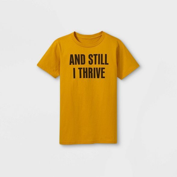 Black History Month Kids' 'And Still I Thrive' Short Sleeve T-Shirt - Gold | Target